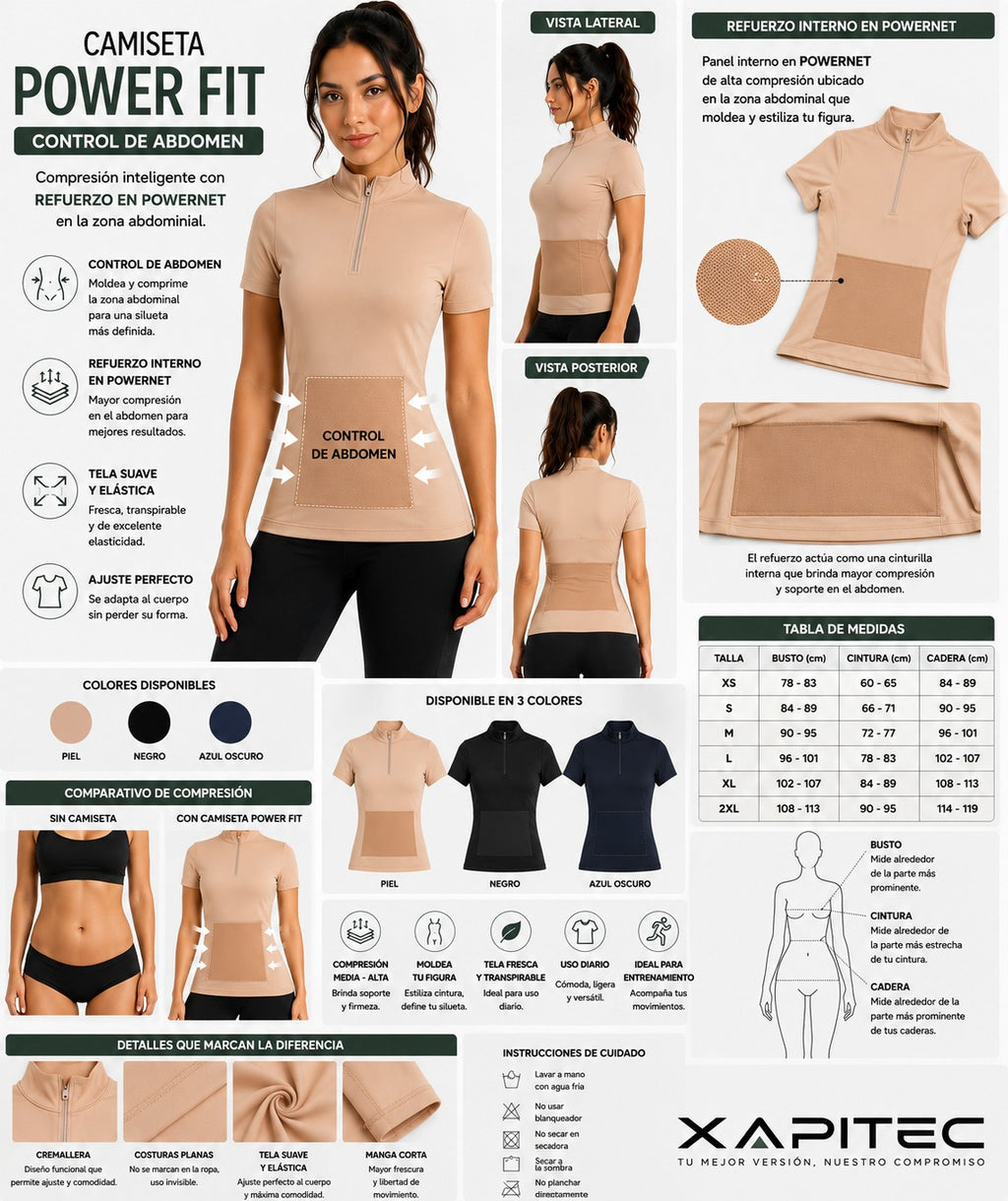 Camiseta Moldea cuello Alto PowerFit