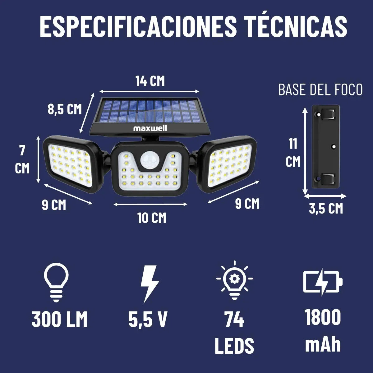LAMPARA SOLAR EXTERIOR DE 3 CUERPOS