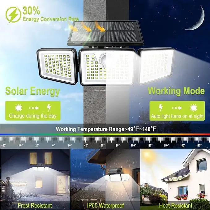 LAMPARA SOLAR EXTERIOR DE 3 CUERPOS